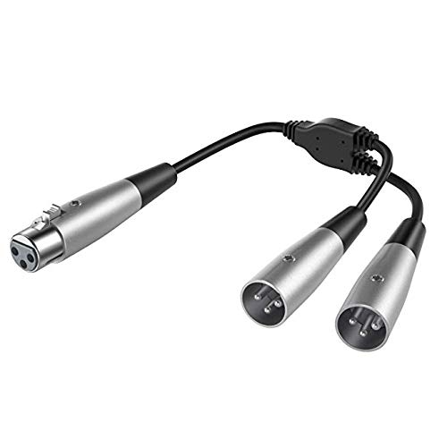 Moukey XLR Y 6 Inch Cable Splitter Cord 1 Female to 2 Male Black 1-Pack