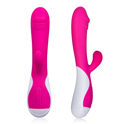 Mixfun Silicone Vibrator 16 Speeds Waterproof Rabbit G-Spot Vibrating Dildo Clitoris Vagina Stimulator Wand Massager Adult Sex Toys for Women (Rose Red)