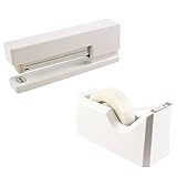 JAM PAPER Office & Desk Sets - 1 Stapler & 1 Tape Dispenser - White - 2/Pack