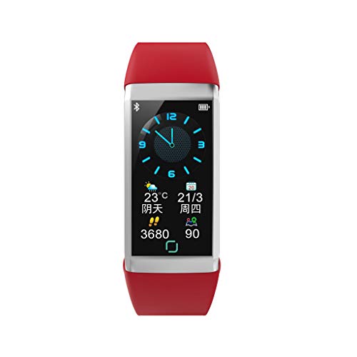 Sunward 1.14inch Screen Heart Rate Blood Pressure Monitor Pedometer Waterproof Sports Watches Fitness Tracker HR (Red)