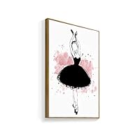 Framed Canvas Home Artwork Decoration Elegant Ballerina Canvas Wall Art for Living Room, Bedroom - 16x24 inches