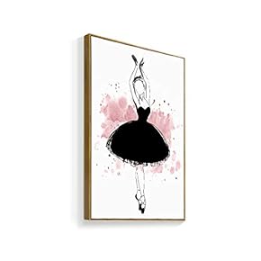 Framed Canvas Home Artwork Decoration Elegant Ballerina Canvas Wall Art for Living Room, Bedroom - 16x24 inches