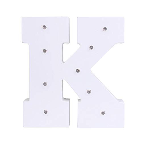Lannmart Romantic Indoor Letter Lumineu Wall Night Lamp White Wooden Letter K LED Marquee Sign Alphabet Light UP Night Light - Thumbnail 2