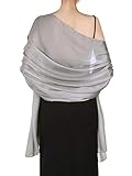 Boao Women Satin Scarves Long Shawl Wrap Light Soft Sheer Scarf for Wedding Party Everyday Accessory (Silver Grey)