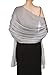 Boao Women Satin Scarves Long Shawl Wrap Light Soft Sheer Scarf for Wedding Party Everyday Accessory (Silver Grey)