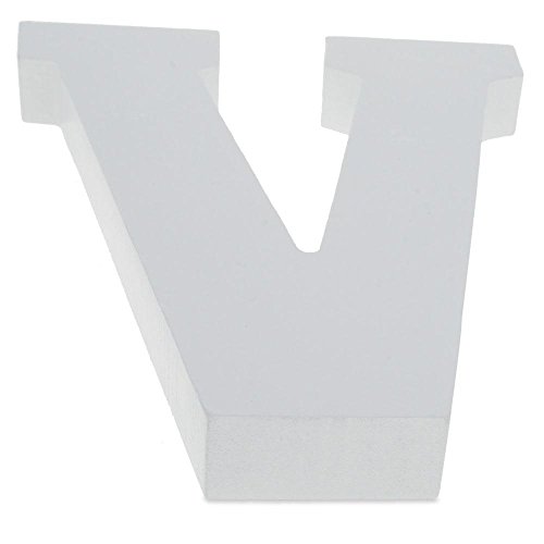 6" Classic Font White Color Wooden Letter V