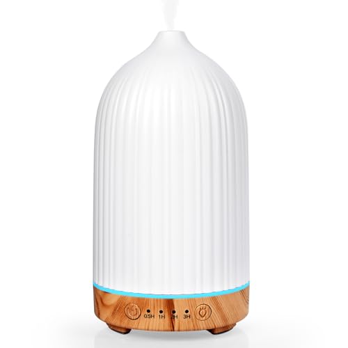 Essential Oil Diffuser Humidifier, GuKKK 200ML Silent Ultrasonic Aromatherapy Humidifier, with Timers and 7 LED Colors, for Home Office Bedroom