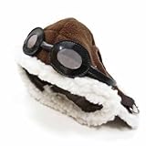 DOG Aviator Hat with Goggle Medium Brown