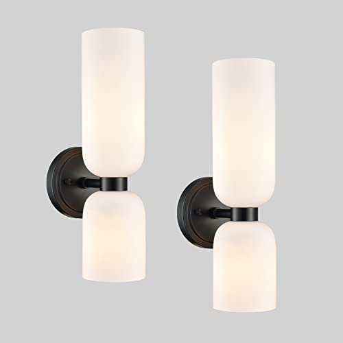 DEYNITE Black 2-Light Farmhouse Wall Sconce