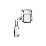 BlownPro Quartz Thermal Male/Female Bowl with Double Tube, Clear Joint, 90 Degree (14MM MALE)