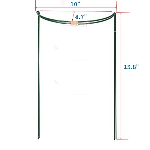 KRISMYA Garden Support Stake, 2-Pack Metal Half Round Garden Plant Support Ring Hoop, Border Support, Plant Support Ring Cage for Rose Hydrangea Vine (10" Wide x 15.8" High)