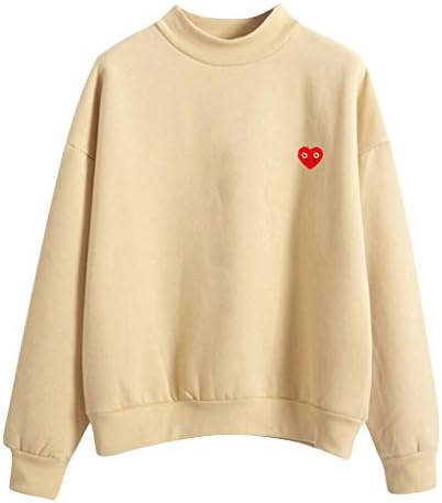KUDICO Newest Womens Autumn Winter Sale Ladies Long Sleeve Tops Pullover Sweatshirts Solid O-Neck Cute Heart Shaped Smile Pattern Print