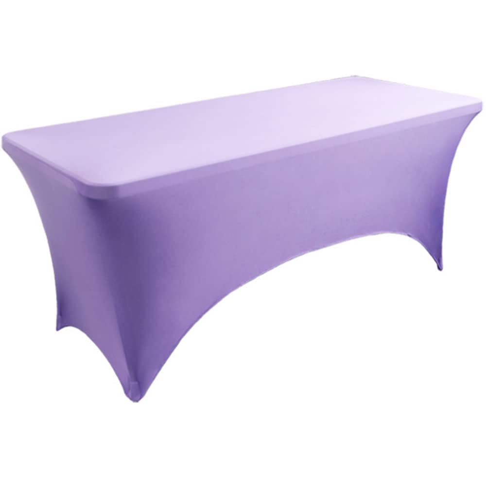 Skyour Stretch Spandex Table Cover 4ft/5ft/6ft/8ft Folding Rectangular Dinner Elastic Fitted Table Cloth Outdoor Cocktail Tablecloth Covers Protector (Purple, 6FT: 72x30x30in)