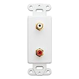 CNE41435 Decora Wall Plate Insert, RCA Stereo Couplers (Red/White), 2 RCA Female, White