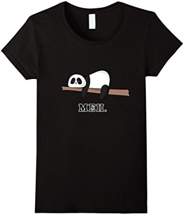 Womens Meh Cartoon Panda on a Branch T-Shirt Large Black