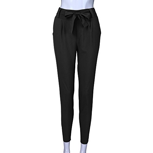 Sunmoot Womens High Waist Harem Pants Bandage Casual Peg Leg Cigarette Pencil Pants