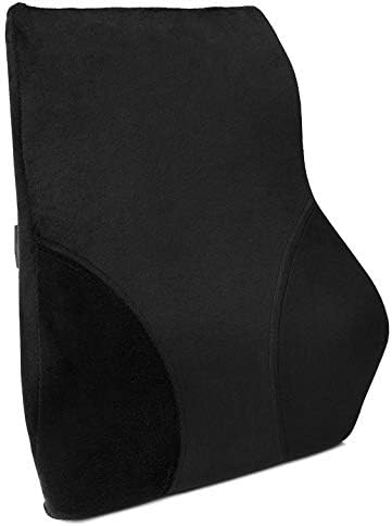 GRMN Full Lumbar Black Support Premium Entire High Back Pillow Office Desk Chair Car Seat - Ergonomic Comfortable Memory Foam Cushion Relieves Couch Sofa Reading Lower Sciatica Pain