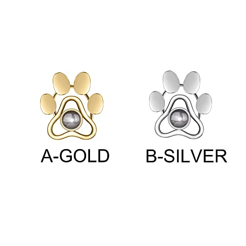 Personalized Photo Projection Dog Paw Bracelets, 100 Languages I Love You Bracelet Customized Gifts for Pet lovers