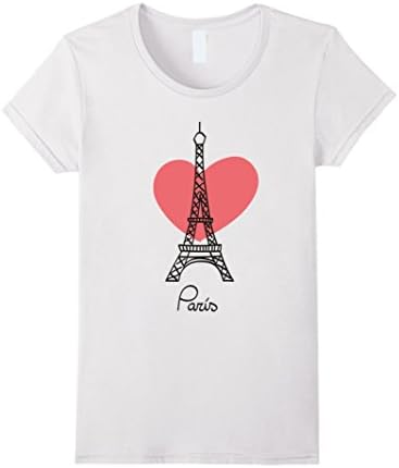 Women's Paris Heart Cute Souvenir France T-shirt Medium White