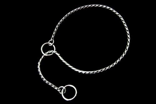 Alvalley Metal Chain Dog Show Collar - Pet Slip Collar for Shows - Fine Brass Snake Chain Collar - Adjustable for Toy, Small, Medium, Large, and Extra Large Dogs (Chrome, 18", 5.5mm Thick)