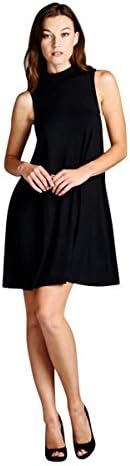 Women's Mock Neck Sleeveless Casual Tank Mini Dress