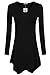 Meaneor Women's Long Sleeve Lightweight Solid Handkerchief Hem Long Tunic Top