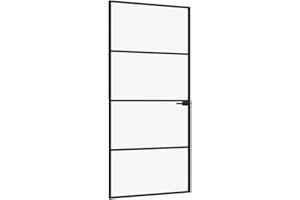 vidaXL Modern and Sleek Interior Door - 36.6"x79.3" Black Aluminum Frame with Tempered Glass – Easy Installation, Slim Design, and Light Penetration