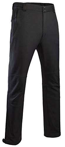 Men's Warm Softshell Fleece Lined Hiking Ski Pants Water Repellent Windproof Black - Thumbnail 7
