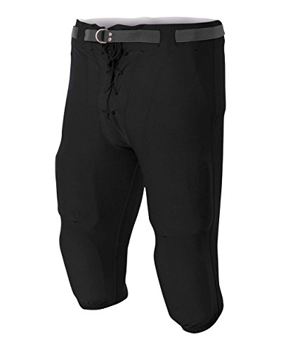 A4 Sportswear Adult Black 4X Moisture Wicking Football Pants with Knee/Thigh Pad Pockets