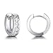 Carleen White Gold Plated Sterling Silver Hoop Earrings Channel Setting Princess Cut AAA Cubic Zirconia CZ Small Thick Huggie Hoop Earrings for Women Outer Diameter 15mm, Thickness 4mm