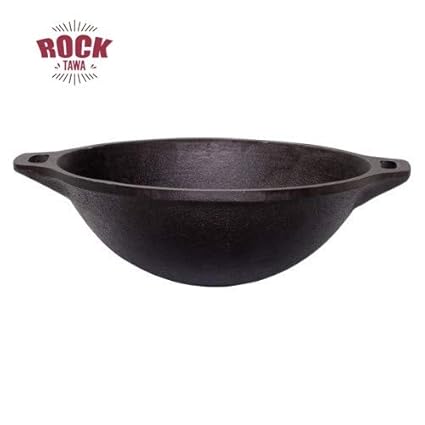 Rock Tawa 9 Inch Kadhai (Pre-Seasoned Cast Iron) Kadhai