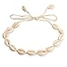 CrazyPiercing Shell Necklace, Cowrie Shell Choker Necklace, Natural Shell necklace for Women Girls, Summer Beach White Velvet Rope Cowrie Shell Necklace Choker, Adjustable Conch Shell Necklace Jewelry