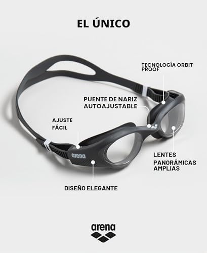 The One Gafas de Natación Unisex para Adultos, Gafas para Piscina con Lentes Anchas, con Protección UV y Tratamiento Antiempañamiento, Puente Nasal Autoajustable, Juntas Orbit-Proof