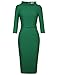MUXXN Knee Length Dresses for Women Party Casual Vintage 1950 Style 3/4 Sleeves Bodycon Pencil Evening Dress Green L