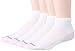 MediPeds womens Diabetic Quarter With Nanoglide, 4 Pack Casual Sock, White With Pink, Shoe Size 6-10 US