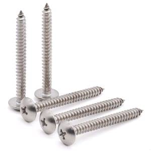 Glvaner M6.3 x 38mm Truss Head Phillips Drive Wood Screws, 304 Stainless Steel 18-8, Mushroom Head Self Tapping Screws, Bright Finish, Pack of 20
