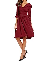 ANGVNS - Vestido de mujer de manga 3 4 con una línea flare Empire