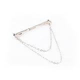 Yosoo Mens Silver Gold Plated Necktie Tie Clip Bar Clasp Cravat Pin Skinny Brooch Collar (Sliver with Chain)