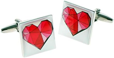 Geometric Red Heart Cufflinks