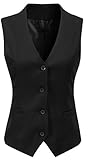 Foucome Women's Formal Regular Fitted Business Dress Suits Button Down Vest Waistcoat Black US XL - Tag 6XL