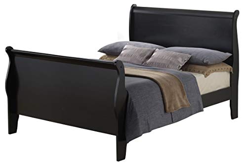 Coaster Home Furnishings Louis Philippe Sleigh Panel Bed, Black, Queen
