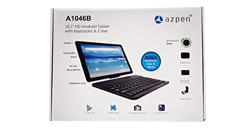 10.1 inch Android 8.1 Oreo, HD Tablet by Azpen Google Certified, Bonus- Bluetooth Keyboard, Case and Stand Included (Black)