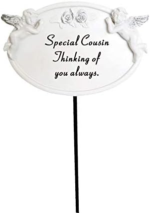 DF White & Silver Cherub Memorial Spike - Tribute Plaque Stake