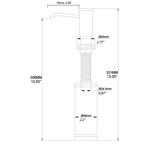 GICASA Commercial Built In Soap Dispenser, Countertop Brushed Nickel ABS Pump Liquid Lotion Kitchen Soap Dispenser, with 13 Ounce PP Bottle