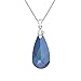 EleQueen 925 Sterling Silver CZ Teardrop Leaf Pendant Necklace Bermuda Blue Made with Austrian Crystal