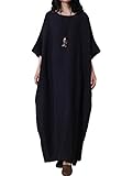 Mordenmiss Women's Bat Sleeve Summer Maxi Dress New (Large, Black)
