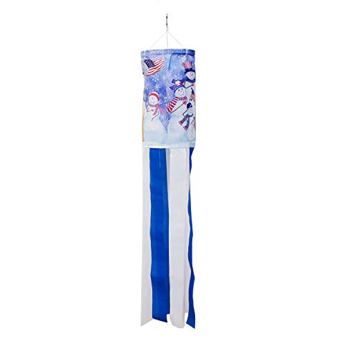 PINCHUANG 40 Inch Snowman Winter Windsock Flag, American Windsock Flag Outdoor Hanging Decoration for Front Yard Patio Lawn Garden Party Decor (Style E)