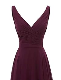 Vestido largo de gasa para dama de honor con cuello en V