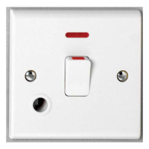 Deta S1393 Double Pole Switch with Neon & Flex Outlet - 20 Amp