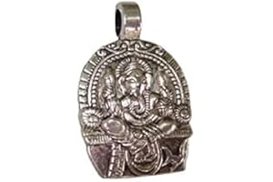 Hijet Silver Metal Sitting Ganesha Pendant Best For Healing Power Medication Harmony Peace Prosperity Internal Growth